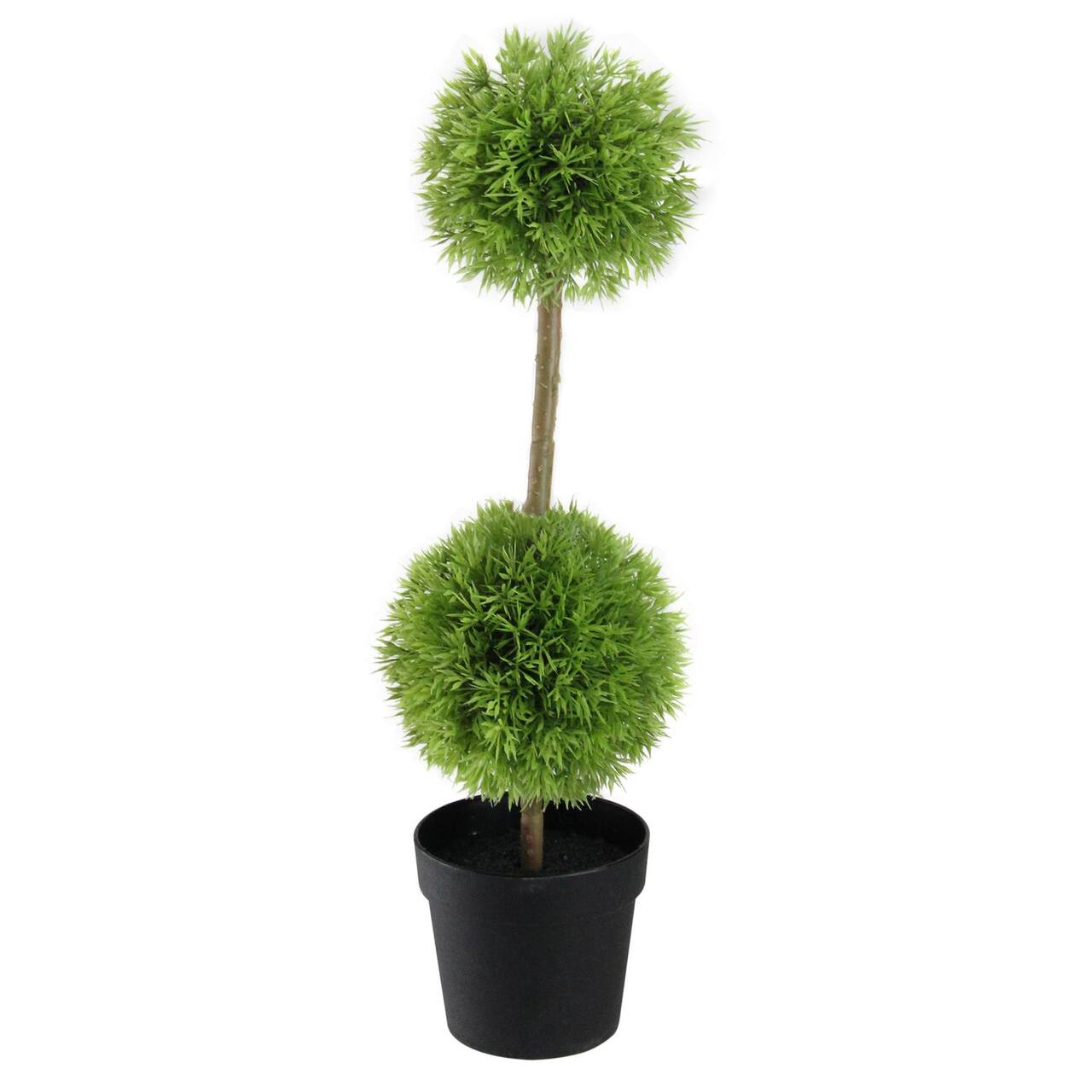 16" Two Toned Double Ball Shaped Potted Topiary